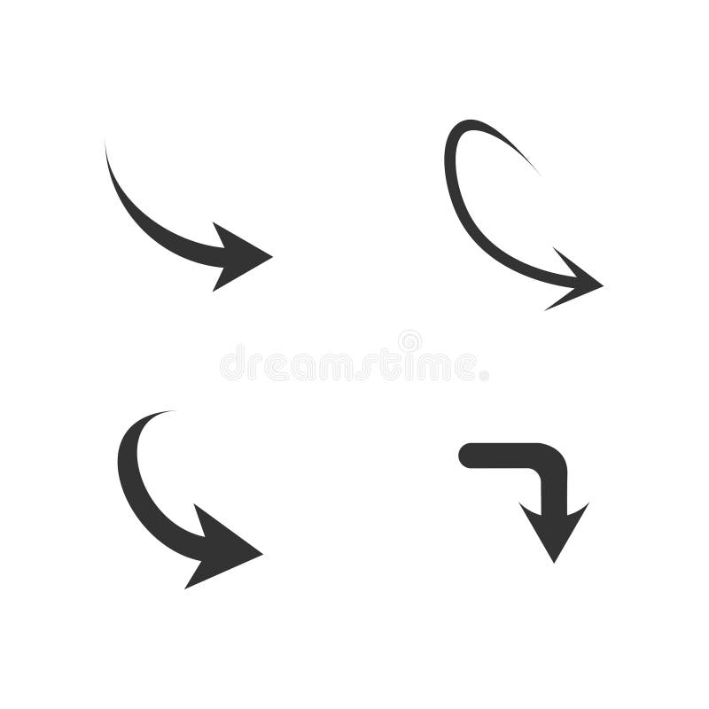 Vector Illustration of Curved Arrow Icons. 4 Curved Arrow Icons Set ...