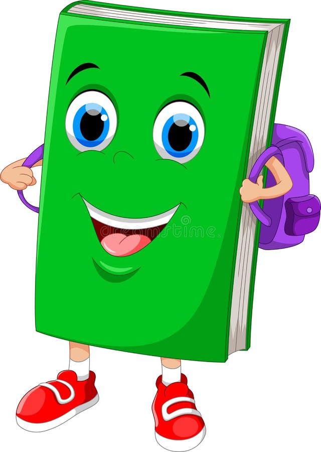 Vector illustration of cute book cartoon with backpack stock illustration