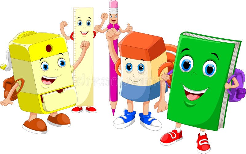 Vector Illustration of Cute Cartoon Stationery Stock Illustration
