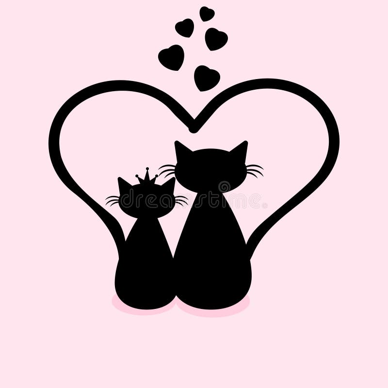 Two cats sitting on fence with tails in shape of heart PNG, SVG