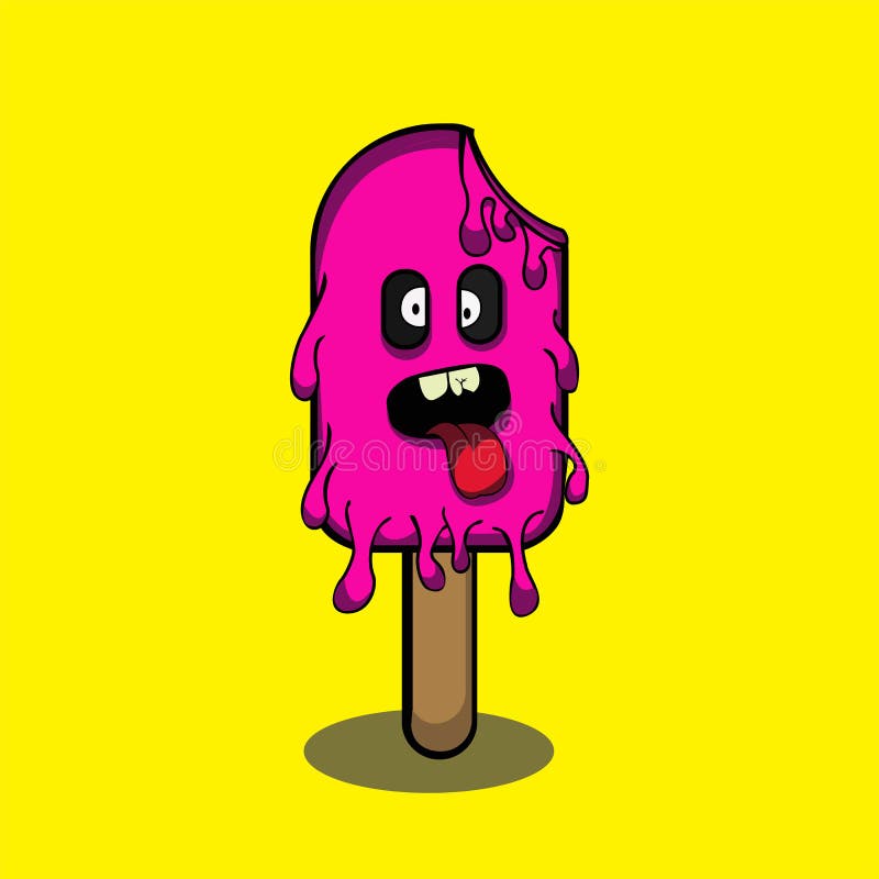 Vector Illustration of a Cute Ice Cream Monster, with Colorful Designs ...