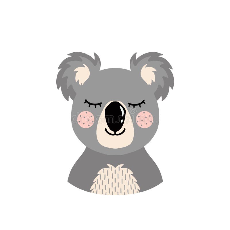Koala Head Wildlife Cute Animal Cartoon Stock Vector Illustration of