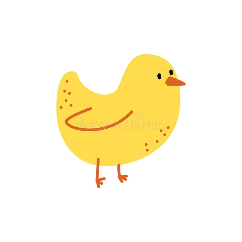 Vector Illustration of Cute Yellow Little Chicken in Cartoon Doodle ...