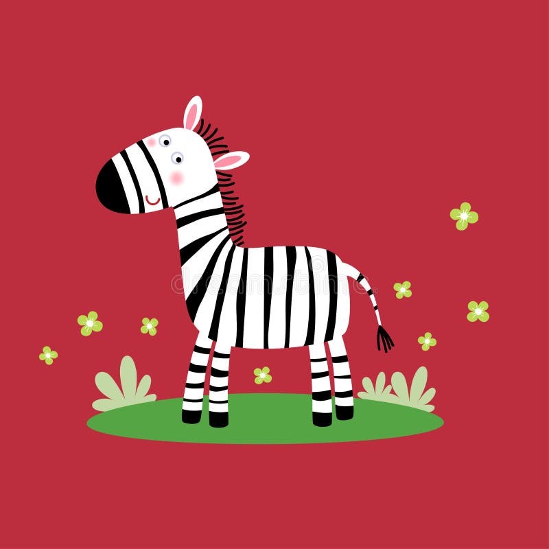 Vector illustration of a cute zebra standing in the grass