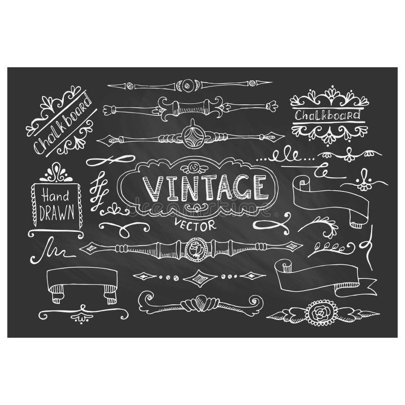 Vector Illustration of Decorative Vintage Chalkboard Elements