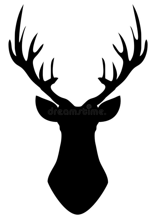 Vector Deer Head Silhouette Isolated On White