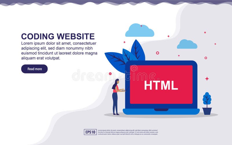 Vector Illustration des Coding Website & Web Developer Konzepts mit winzigen Leuten Illustration für Zielseite, soziale Medien vektor abbildung