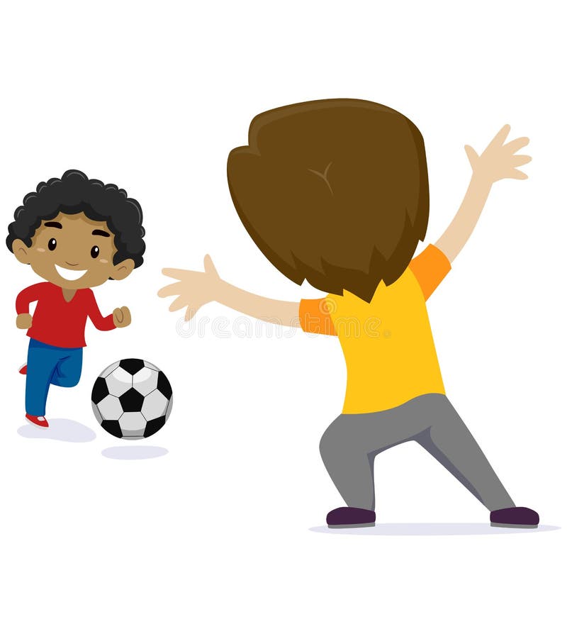 Vector Illustration des zwei Kleinkind-Jungen, der Fußball spielt lizenzfreie abbildung Vector Illustration des zwei Kleinkind-Jungen, der Fußball spielt lizenzfreie abbildung