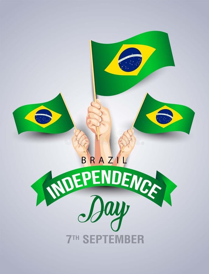 Brazil Independence Day Poster Design with Tree and Pigeon Stock Vector