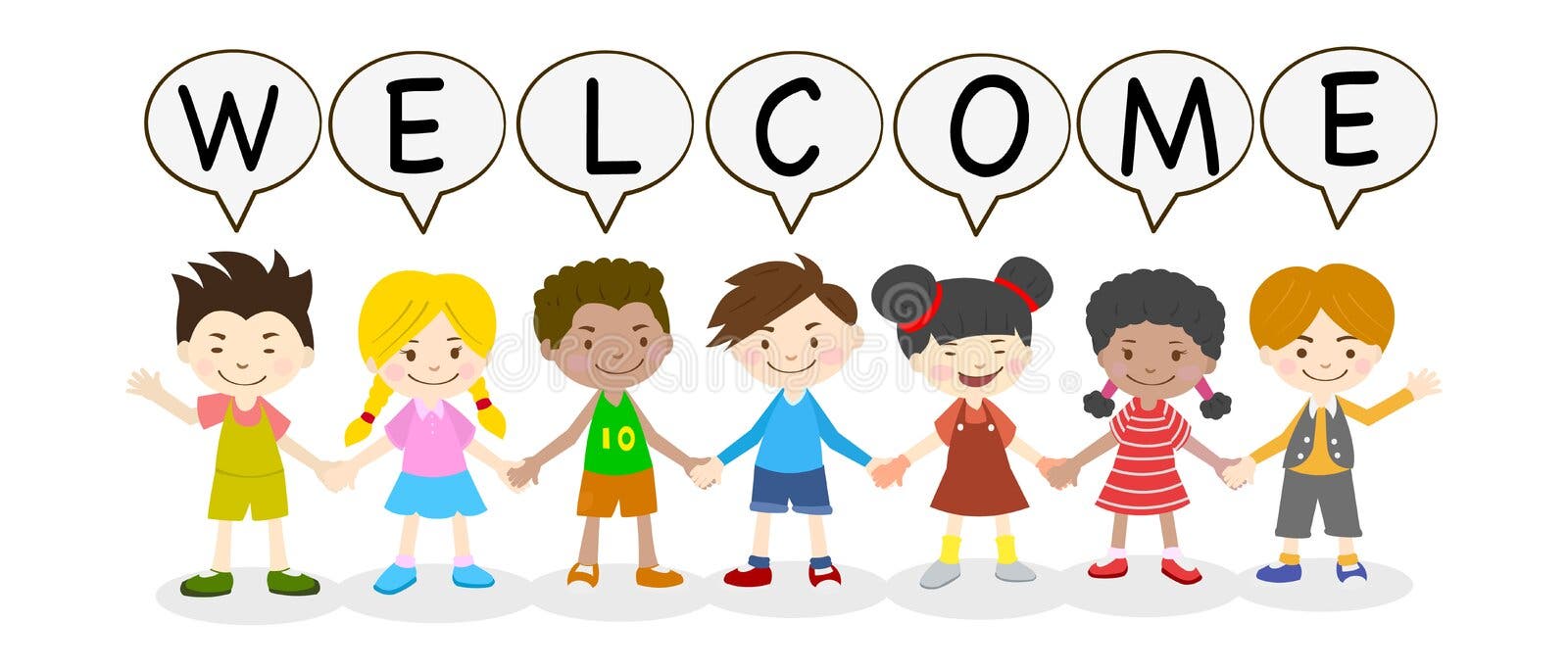 Vector Illustration of Funny Kids Welcome Stock Vector - Illustration ...