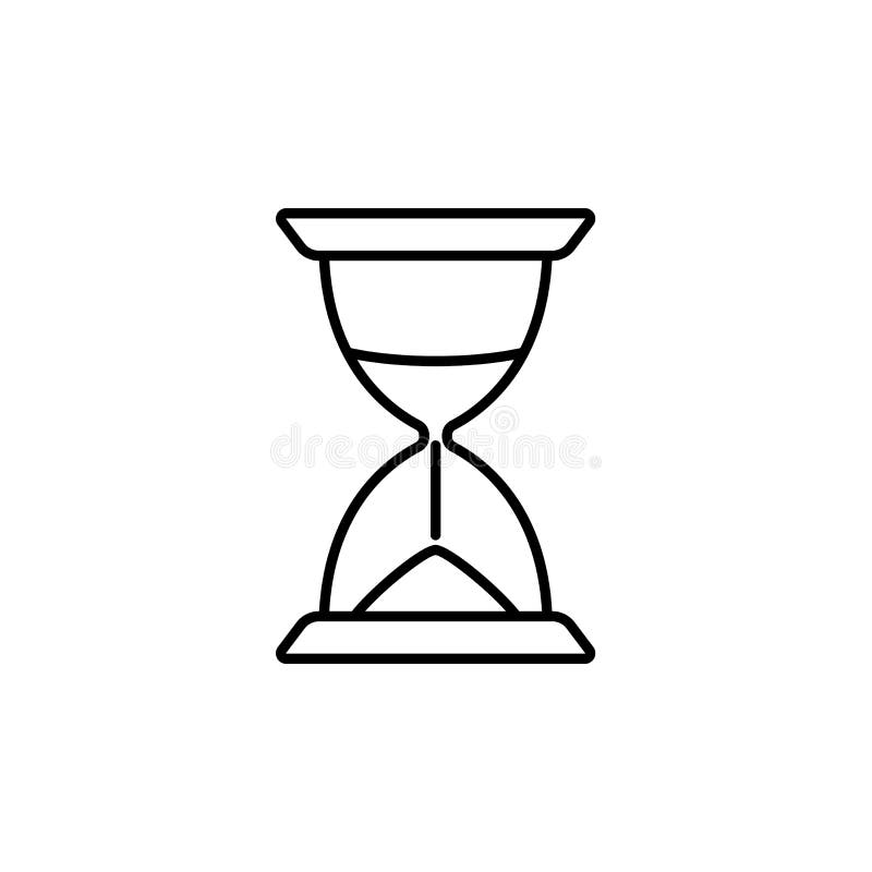 Vector illustration of desk hourglass. Line icon of table sand c