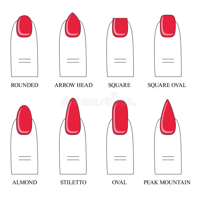 Vector Illustration, Different Forms, Shapes Of Nails. Manicure Stock ...