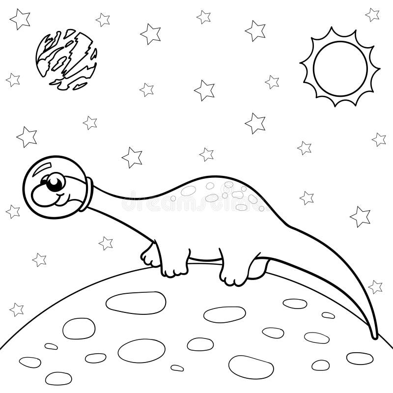 Download Vector Illustration Of Dinosaur Astronaut In Space Diplodocus Coloring Book For Children Stock Vector Illustration Of Coloring Herbivorous 181914500