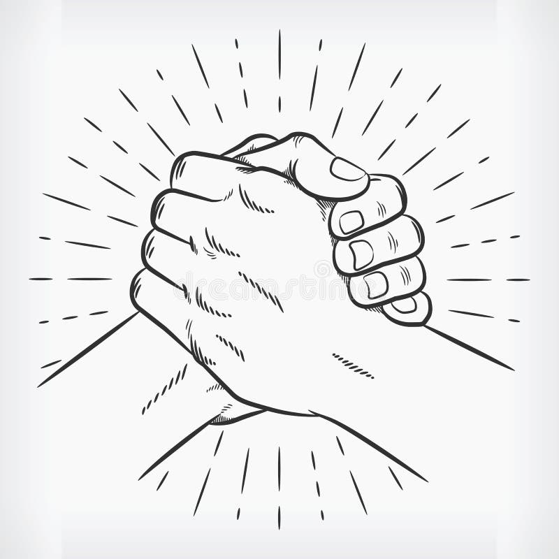 Doodle Urban Soul Handshake Handdrawing Sketch Thumb Clasp Vector