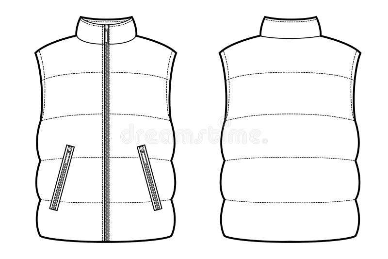 Vector Illustration of Down Vest. Front and Back Views Stock Vector ...