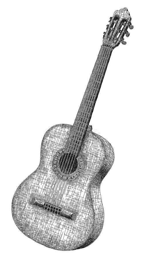 Vector Illustration Drawing of Classical Guitar. Stock Vector