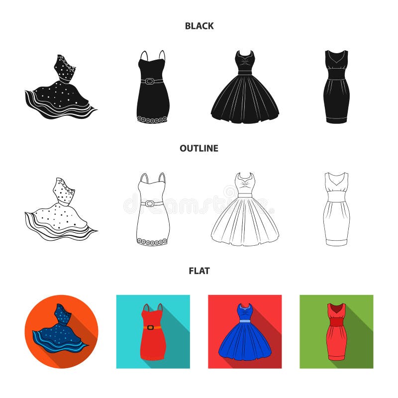 Vector Design of Dress and Clothes Logo. Set of Dress and Evening Stock ...