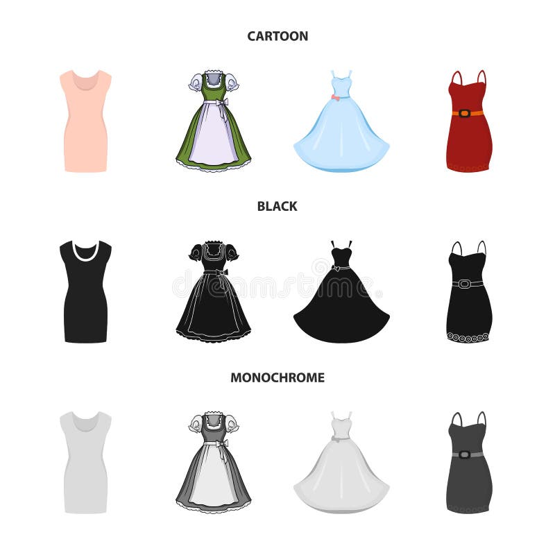 Vector Illustration of Dress and Clothes Icon. Set of Dress and Evening ...