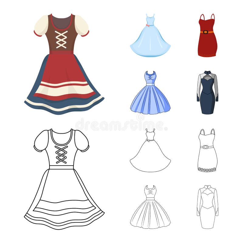 Vector Illustration of Dress and Clothes Sign. Collection of Dress and ...