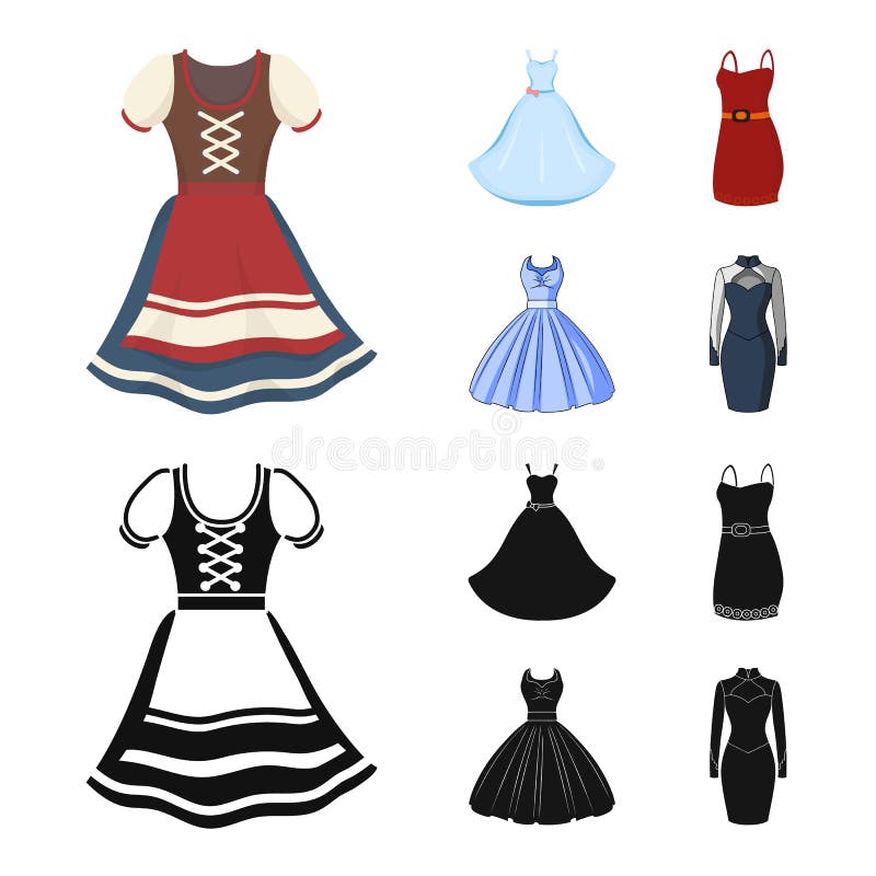 Vector Design of Dress and Clothes Icon. Set of Dress and Evening Stock ...