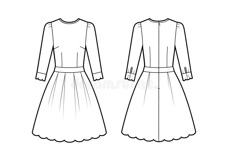 Vector Illustration of Dress. Front and Back Stock Illustration ...