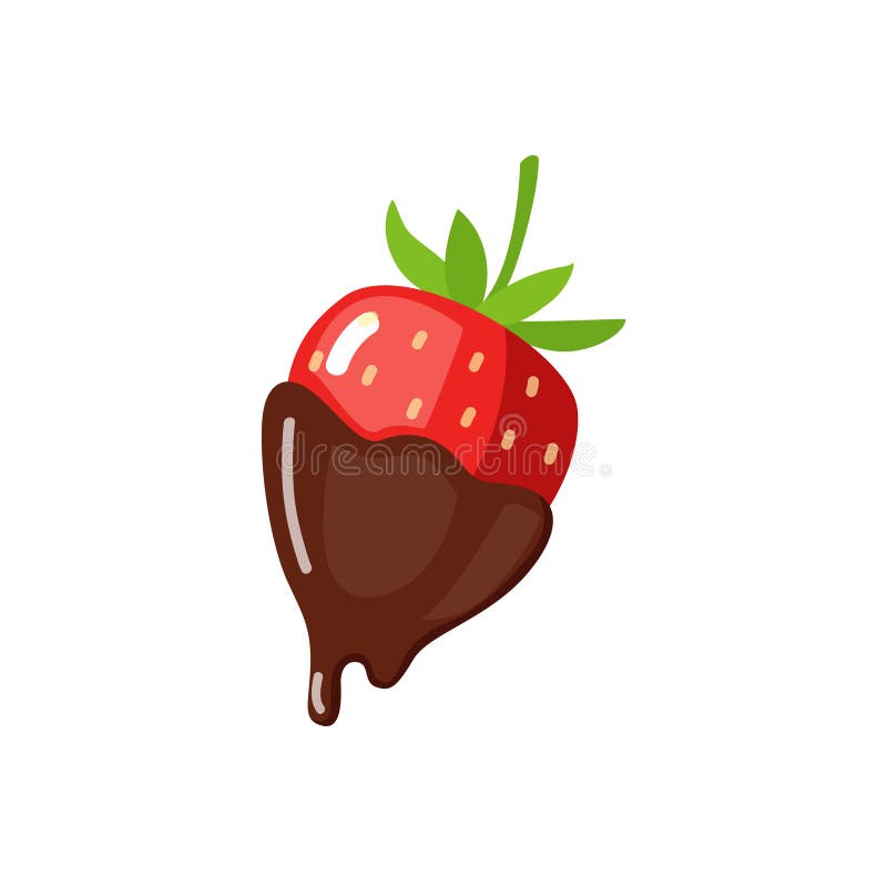 Vector Illustration einer saftigen Erdbeere, die in reichhaltiger Schokolade getaucht ist. Eine köstliche und süße Desserts mit gl vektor abbildung