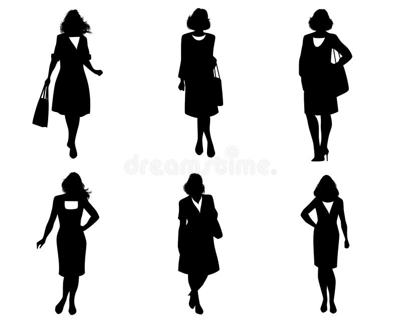 Elegant women silhouettes set