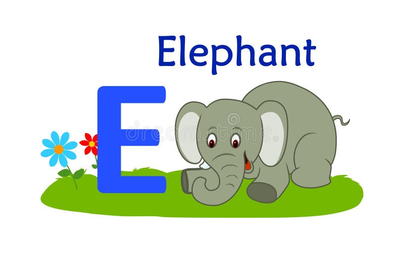 Animal Alphabet E.E for Elephant Stock Vector - Illustration of letter ...