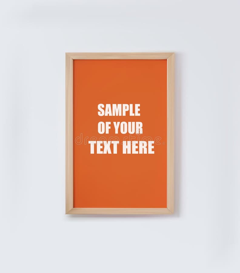 Vector illustration. Empty wooden frame near a white wall. Minimalist concept of home decor royalty free illustration
