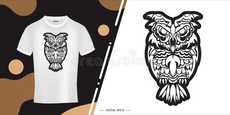 Black and White Owl Print in Boho Style. Good for Clothing and Textiles ...