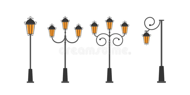 Street Lamp Post on Gray Background. Stock Vector - Illustration of