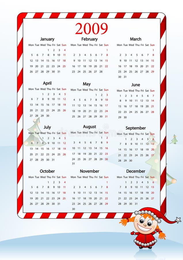 Vector illustration of European holiday calendar