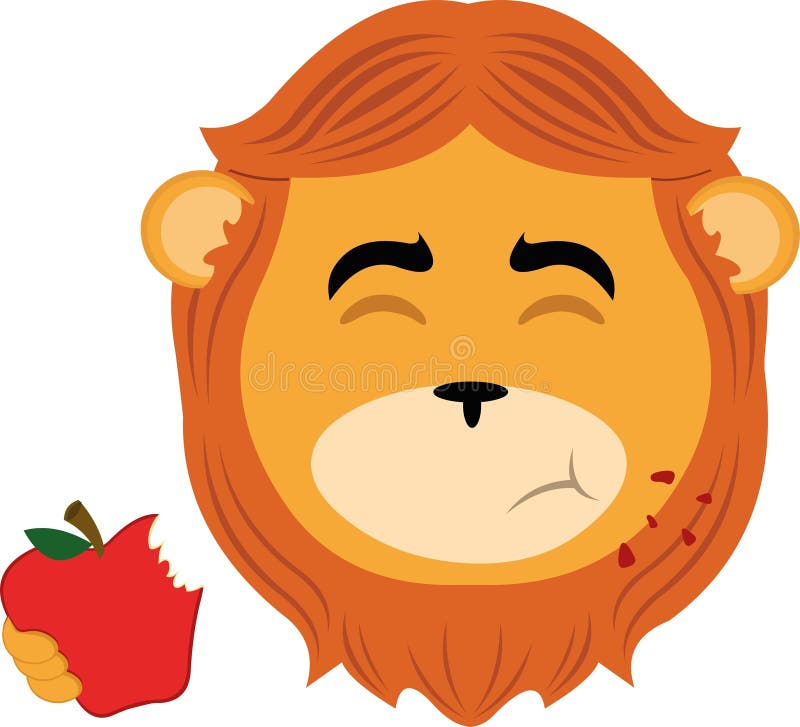 Lion eating red apple stock vector. Illustration of vector - 322309197