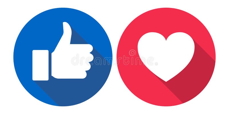 Facebook love and like icons colorful