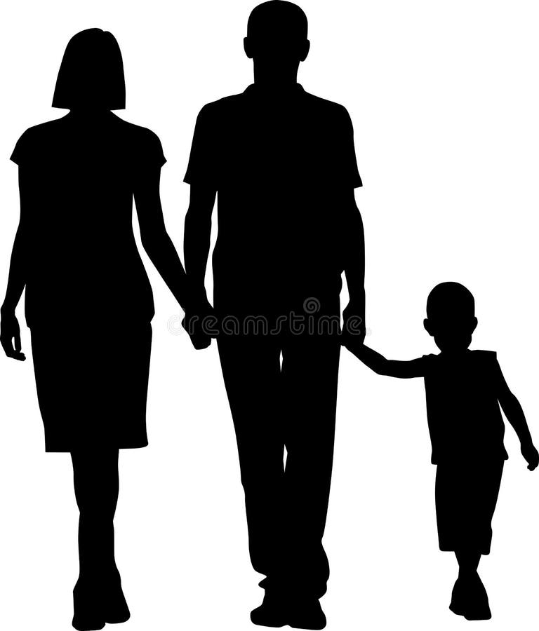 Download Silhouette Of Father And Mother And Son Stock Vector Illustration Of Papa Happy 171659188