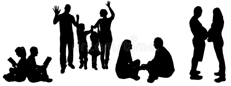 vector illustration with family silhouettes on a white background . vector illustration with family silhouettes on a white background .