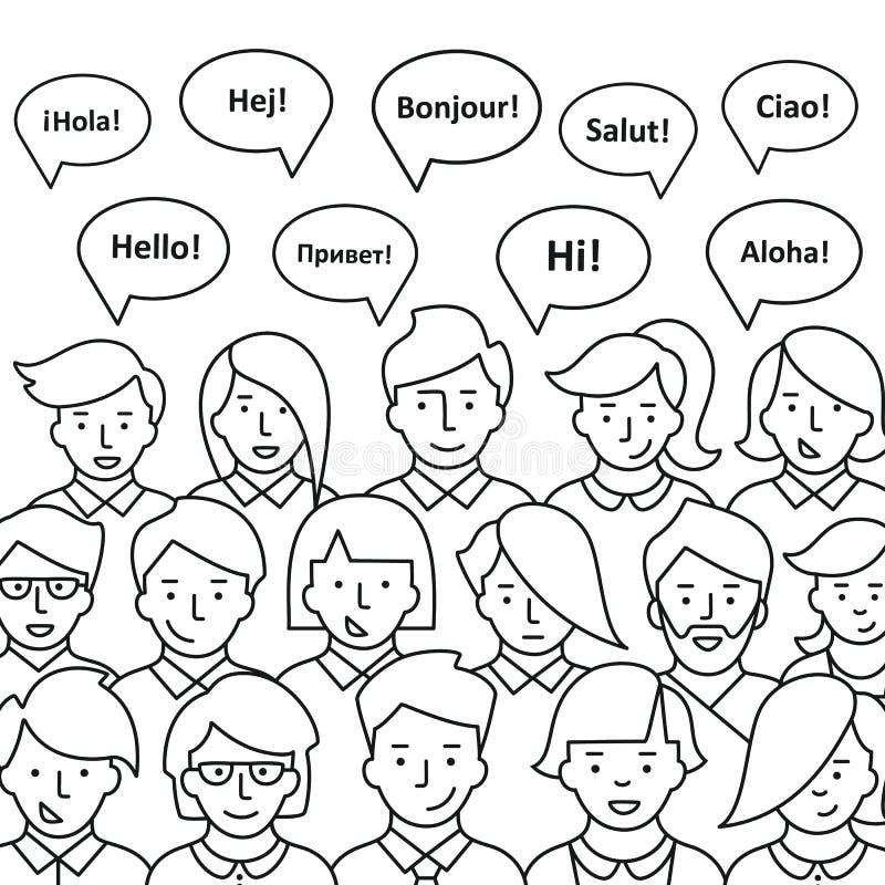 Vector Illustration in Fine Lines People. Stock Vector Illustration