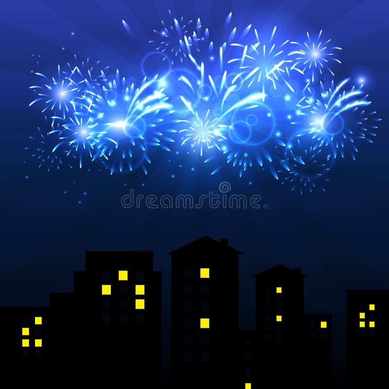 Vector Illustration of Fireworks stock illustration