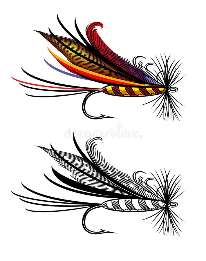 Tied Dry Fly stock vector. Illustration of fish, tail - 28850494