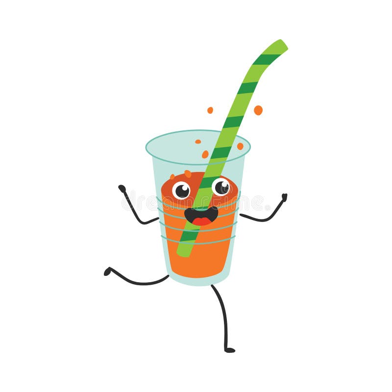 Cartoon Drink In A Plastic Cup Vector Illustration Stock