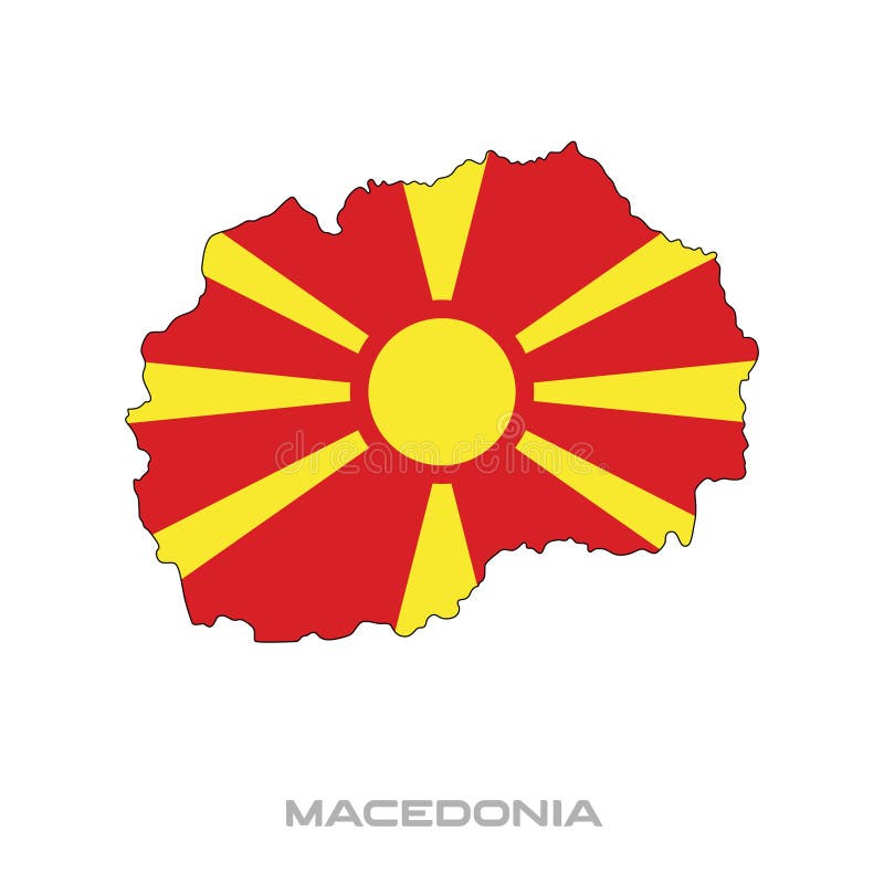 Vector Illustration of the Flag of Macedonia with Black Contours on a