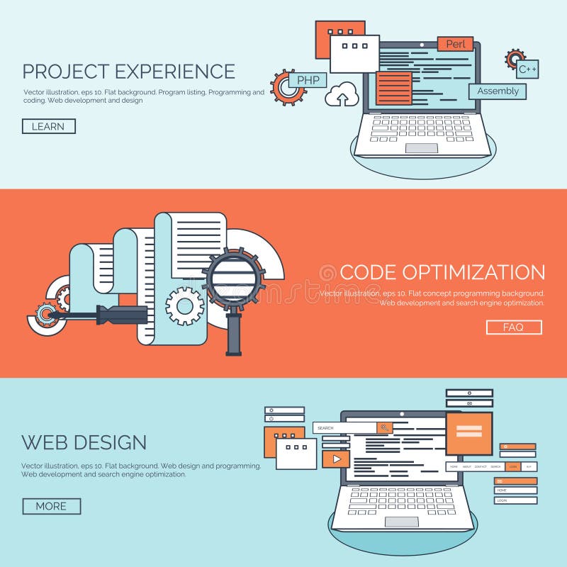 Vector Illustration. Flat Background. Coding Programming SEO. Search ...