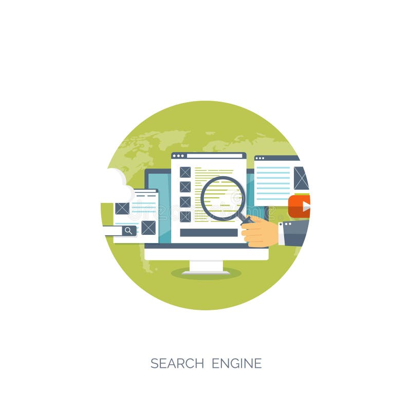 Vector Illustration. Flat Background. Coding Programming SEO. Search ...