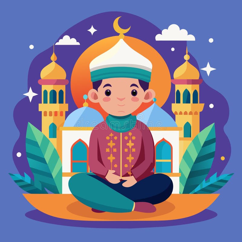 Vector Illustration of Flat eid al-fitr And Unique Design With Black and White Background Color.