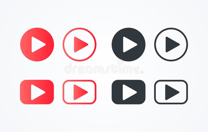 Vector Illustration flat line play button icon set collection on white background. Web element vector illustration