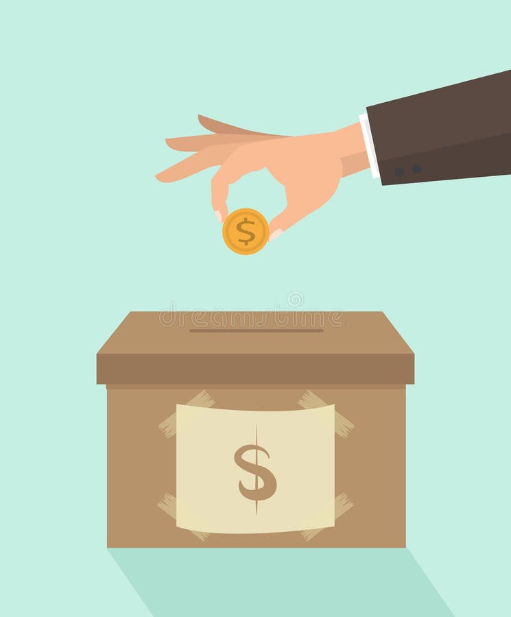 Saving money in box vector illustration