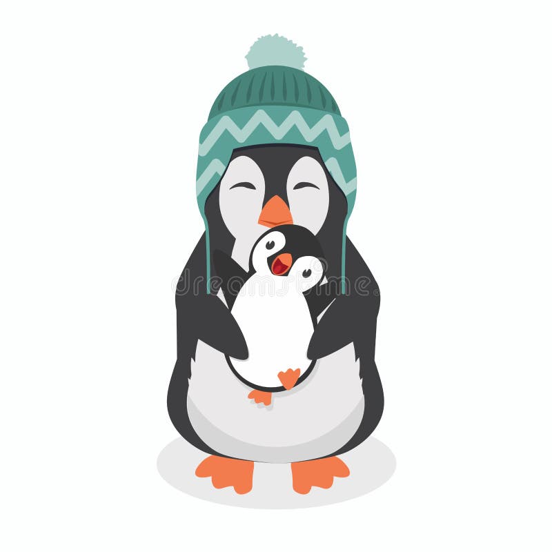 Download Mother And Baby Penguins Standing Together Stock Vector ...