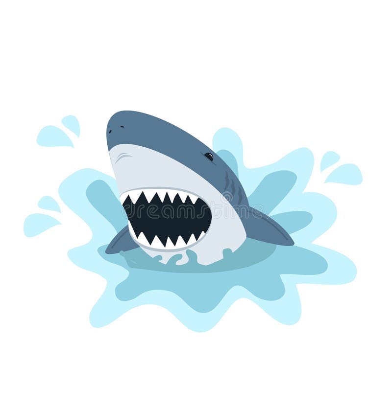 White Shark With Open Mouth Stock Vector - Illustration of ...