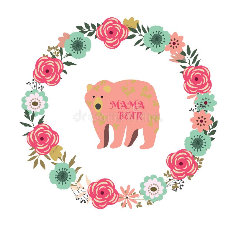 https://thumbs.dreamstime.com/b/vector-illustration-floral-frame-mama-bear-vintage-flowers-173452221.jpg