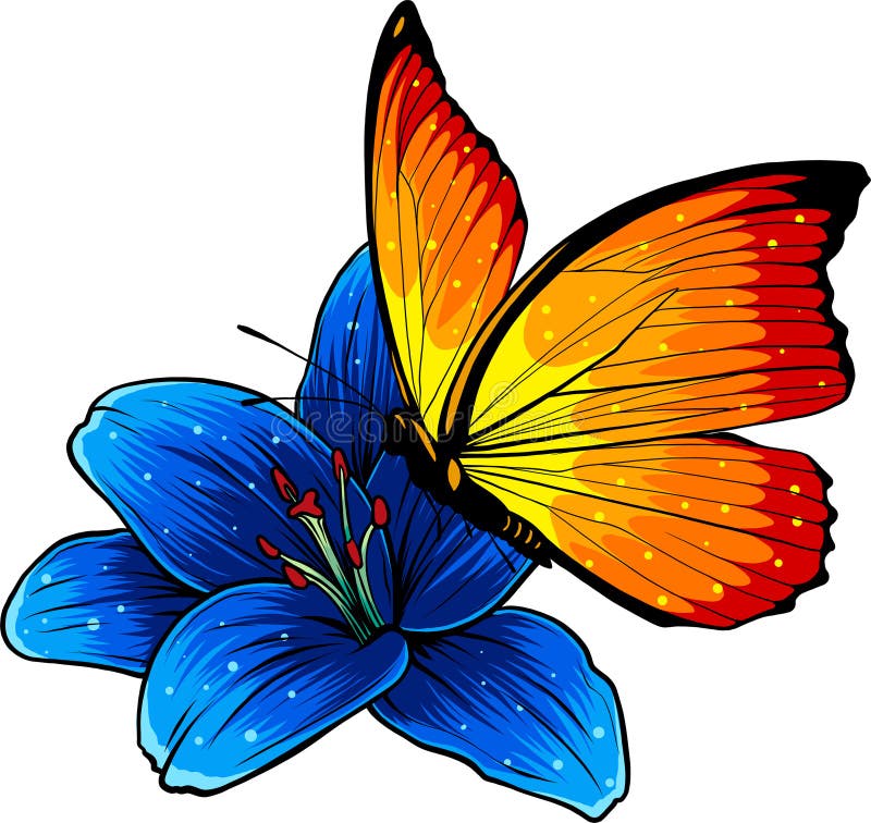 Vector Illustration of Flower with Butterfly Design Stock Vector